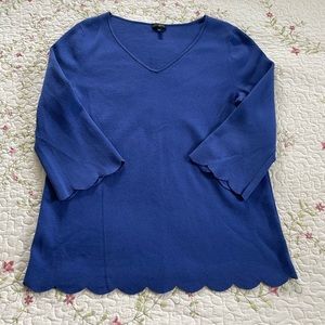Talbots Scalloped Sweater 1X Blue